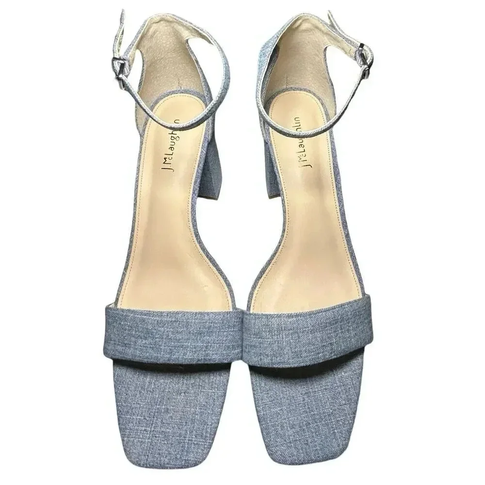 NWOT J McLaughlin Women’s Esme Denim Block Heels with Ankle Strap Blue Size 11